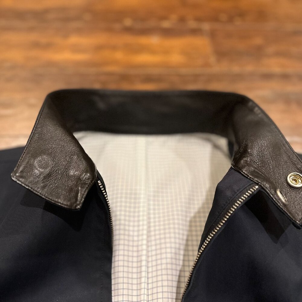 Sandro Paris Black Harrington Jacket – Leather Collar – Size Mens M/L - Picture 2 of 12